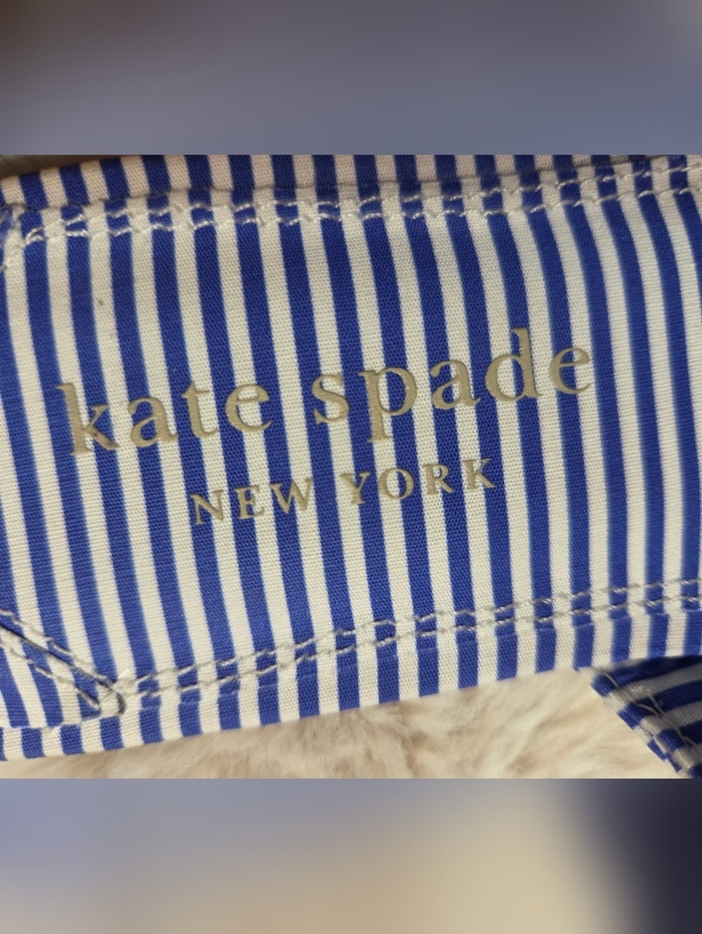 Kate Spade Striped Blue and White Triple-Strap Slide Sandals. Sz 7B - Picture 5 of 9